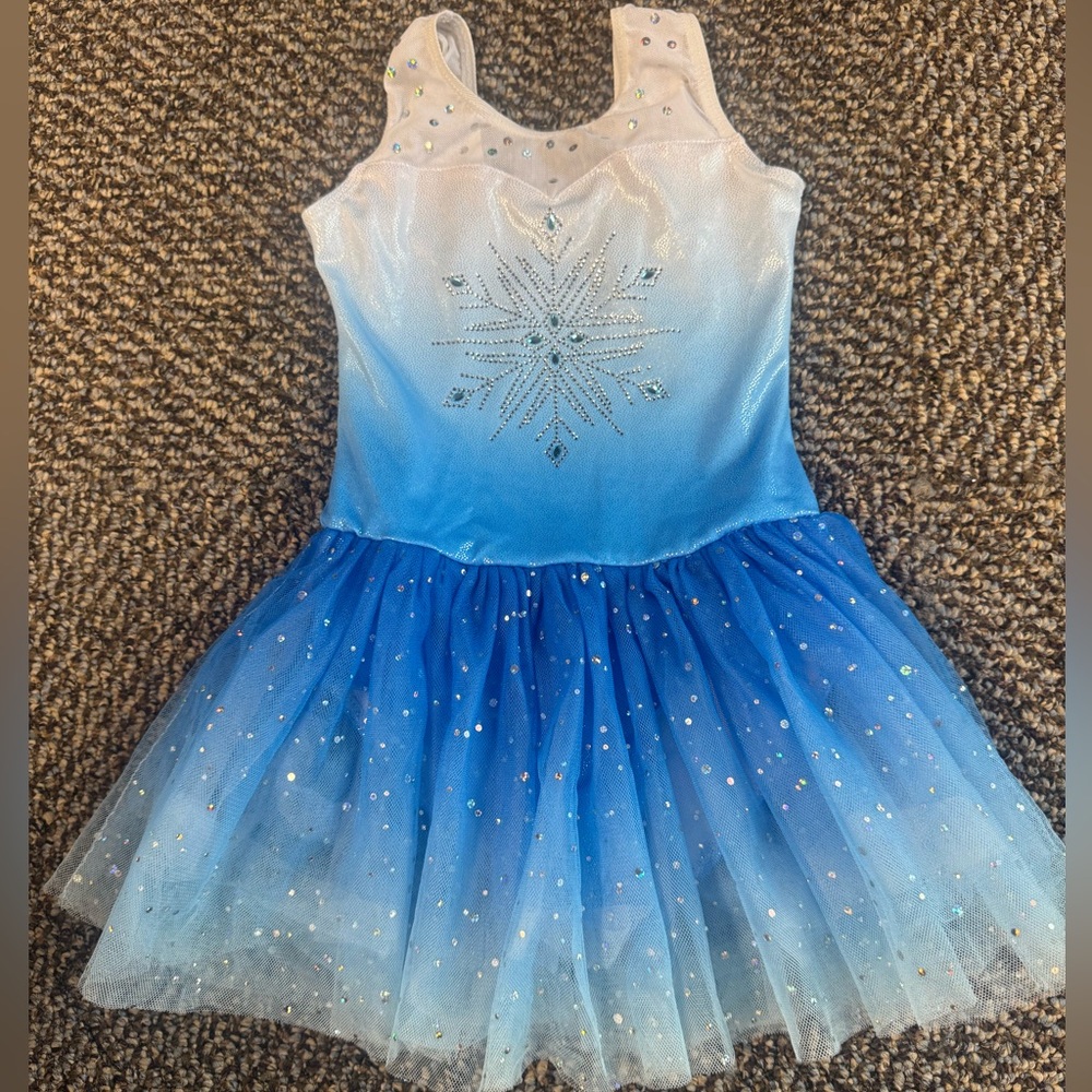 Frozen Blue Sparkle Snowflake Girls' Leotard for ballet or gymnastics